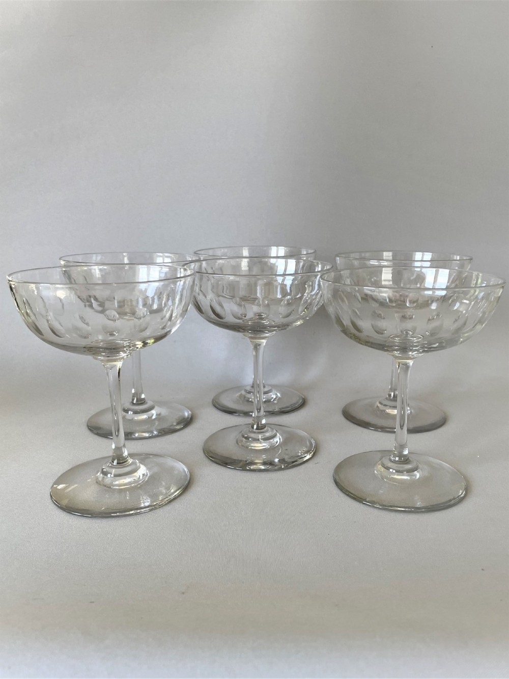 A set of 6 Victorian cut glass champagne bowls View II