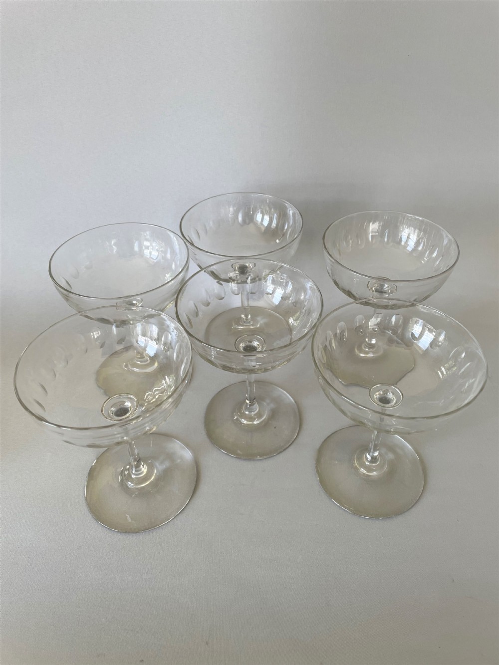 A set of 6 Victorian cut glass champagne bowls View III