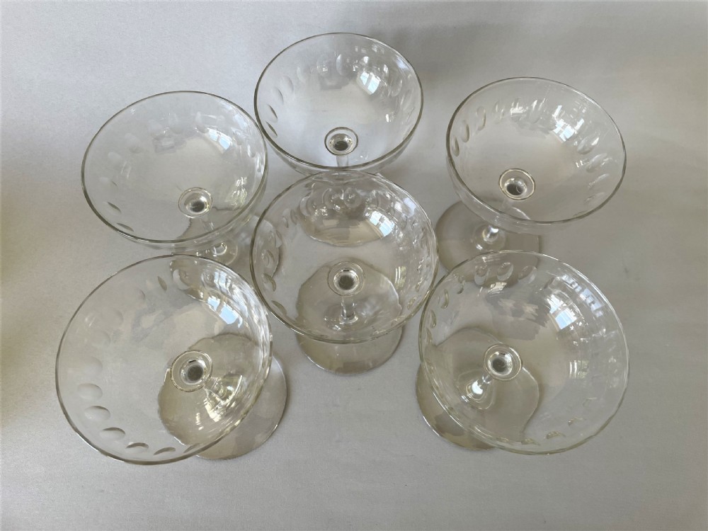 A set of 6 Victorian cut glass champagne bowls View V