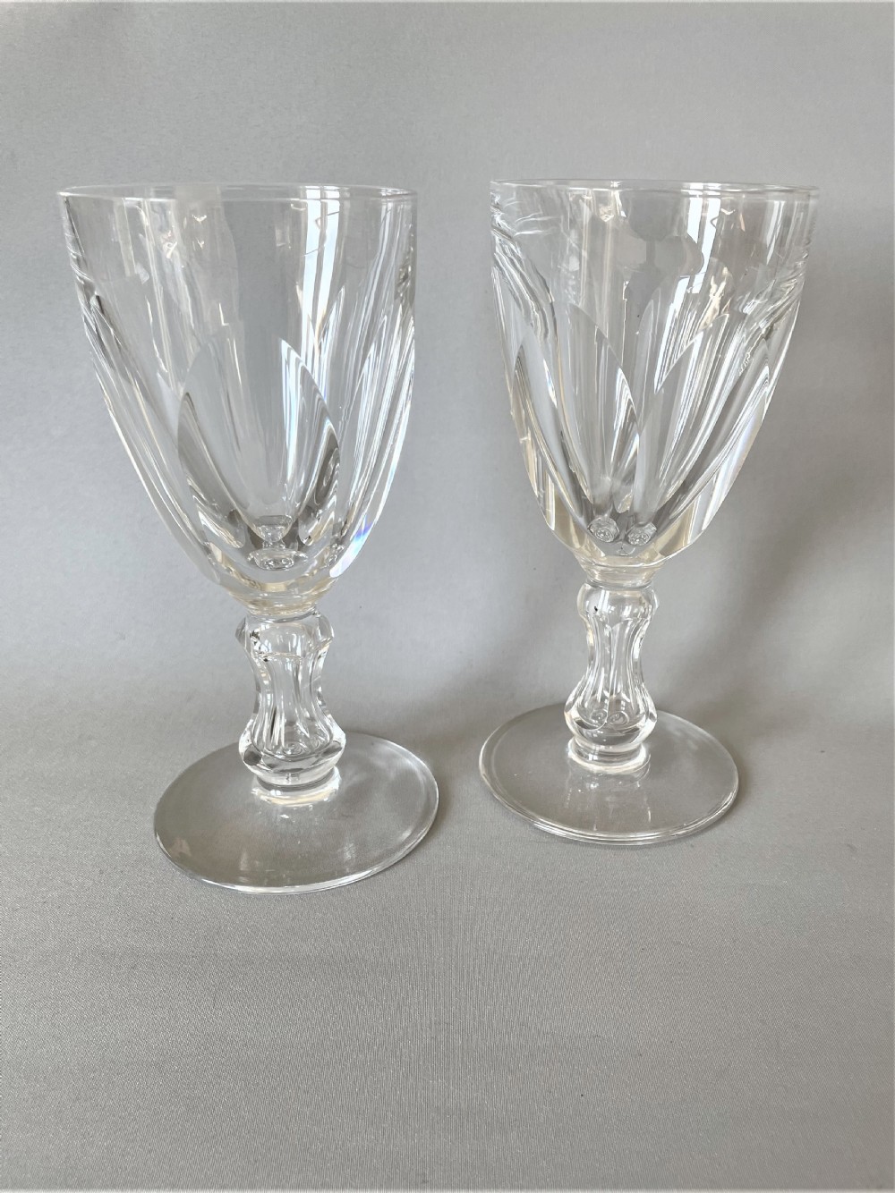 A Quality Pair Of French Cut Glass Wine Goblets View II