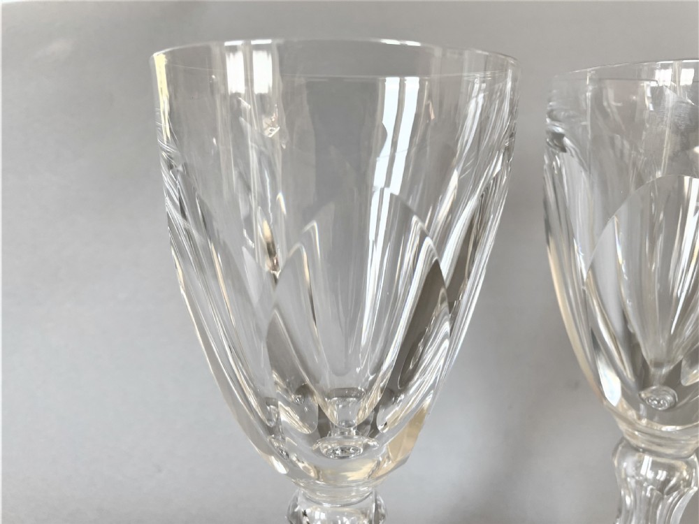 A Quality Pair Of French Cut Glass Wine Goblets View V