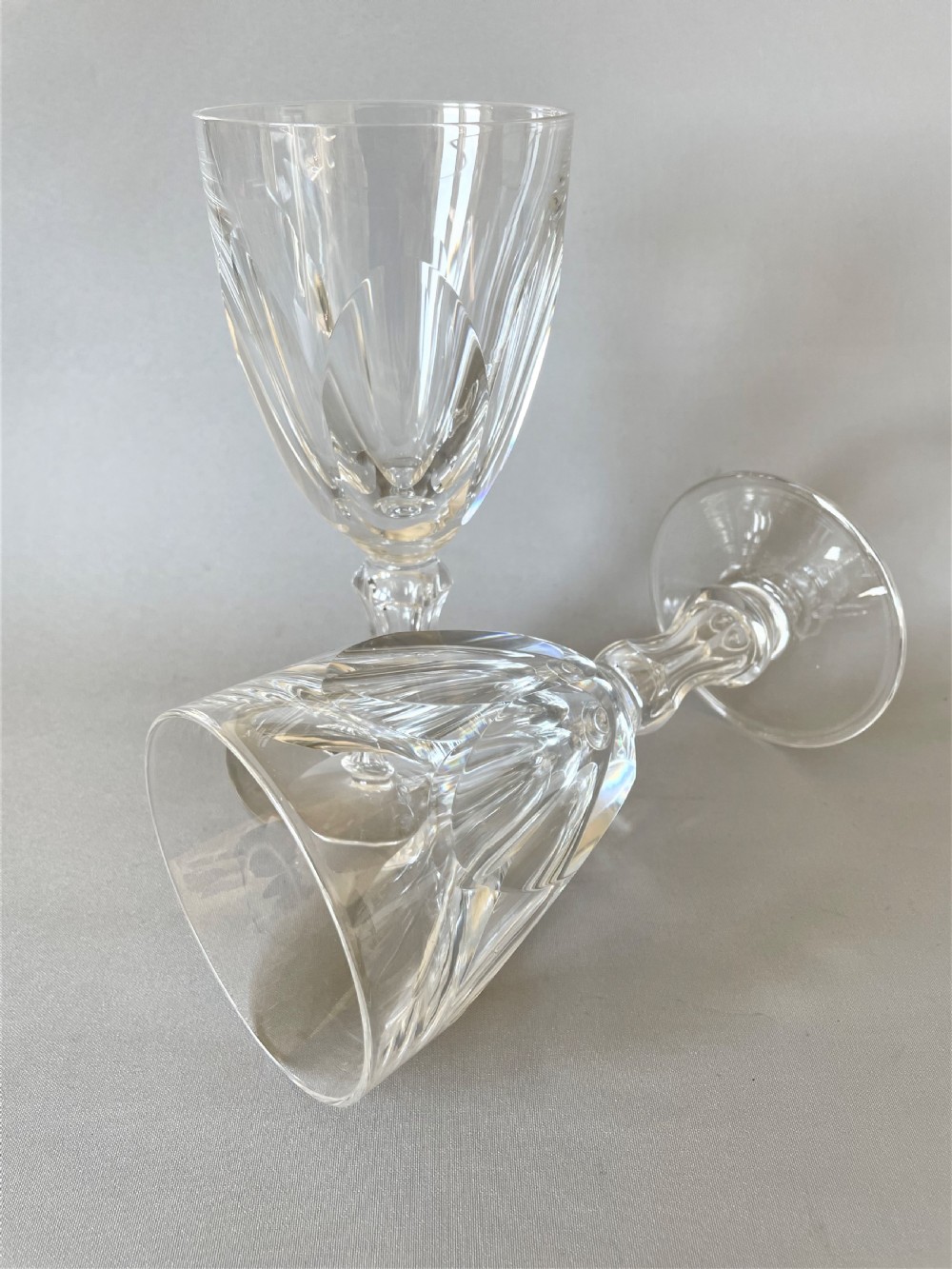 A Quality Pair Of French Cut Glass Wine Goblets View VI