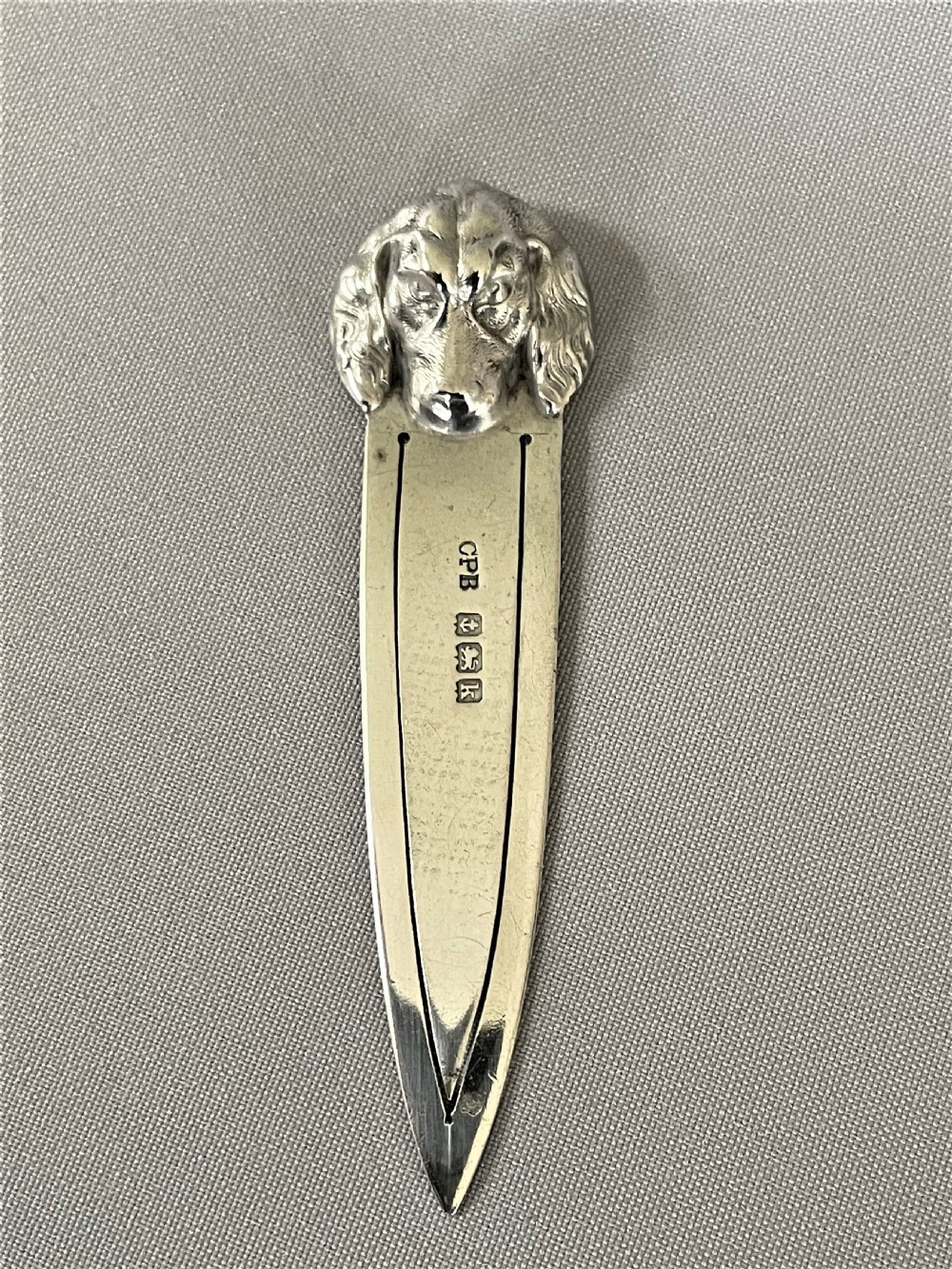 A rare Edwardian 'Spaniel' silver bookmark