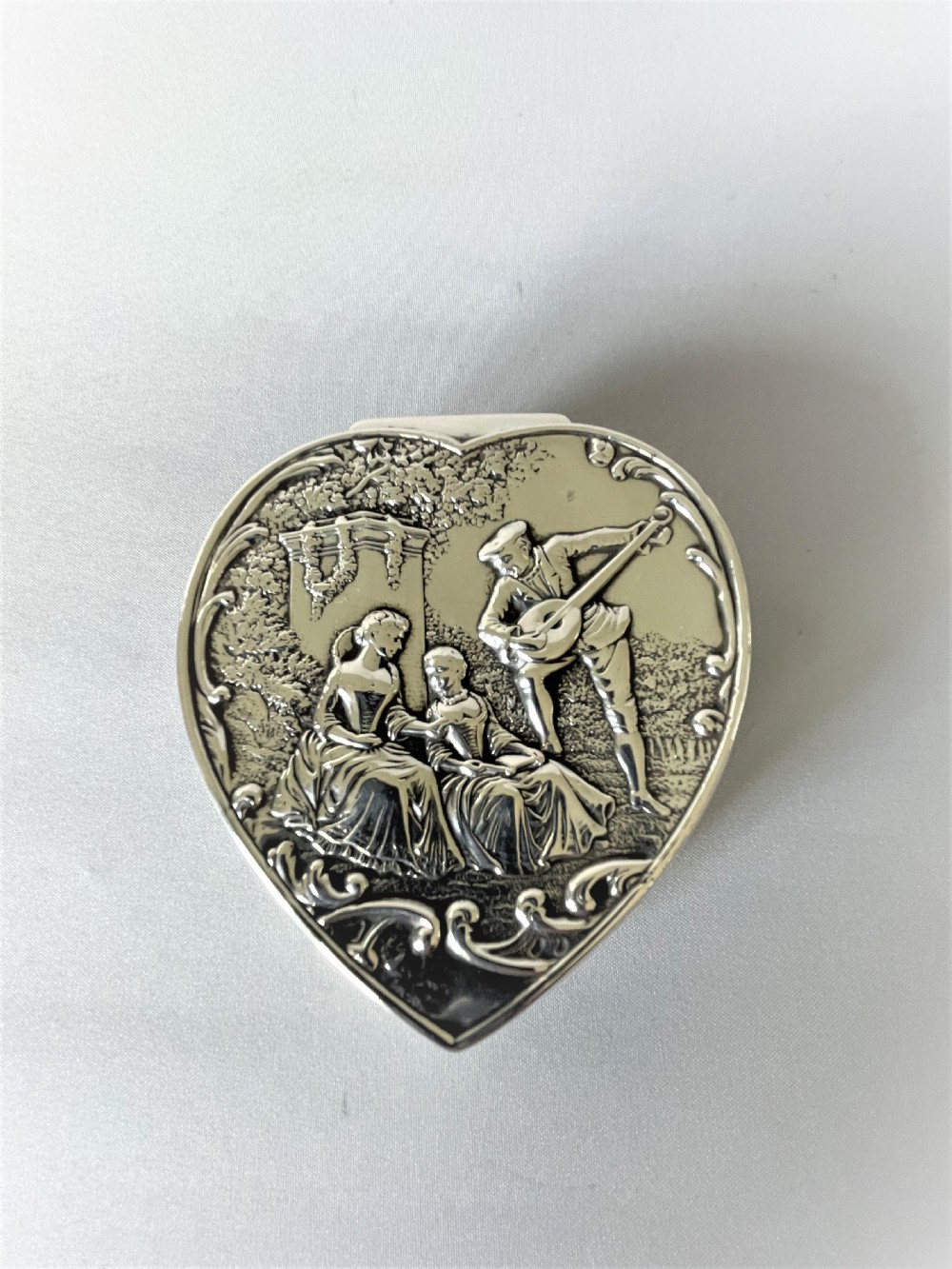 A fabulous Victorian heart shaped silver gilt trinket box View II