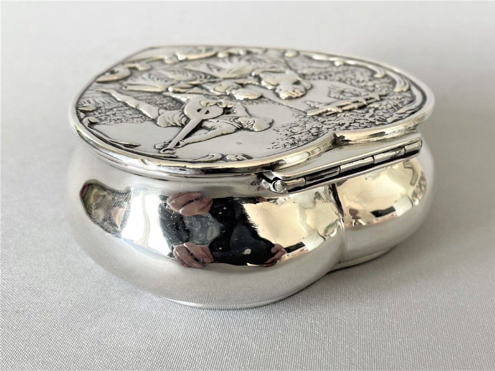 A fabulous Victorian heart shaped silver gilt trinket box View VII