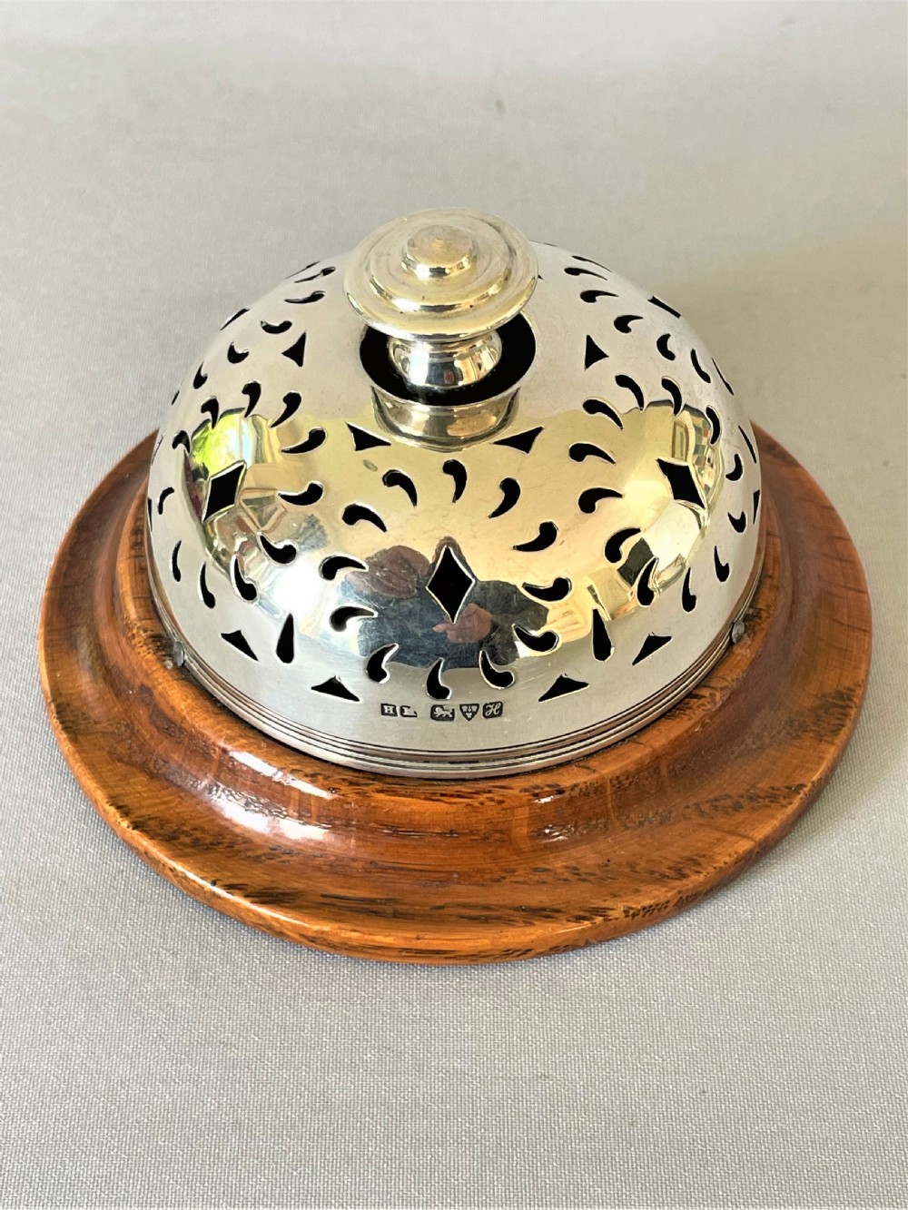 A wonderful Edwardian Chester silver reception/desk bell View V