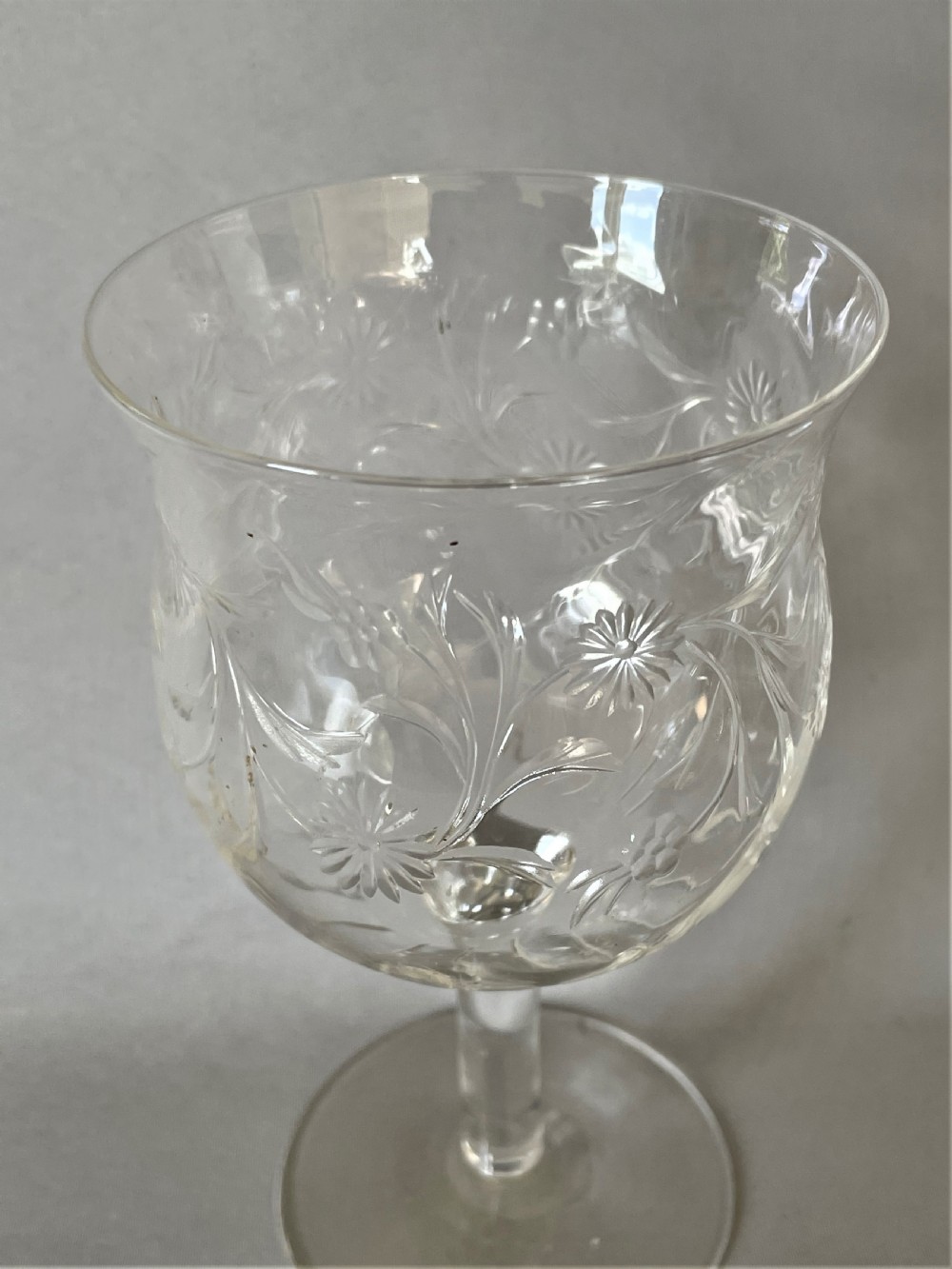 A gorgeous Stourbridge Rock crystal cut wine goblet View II