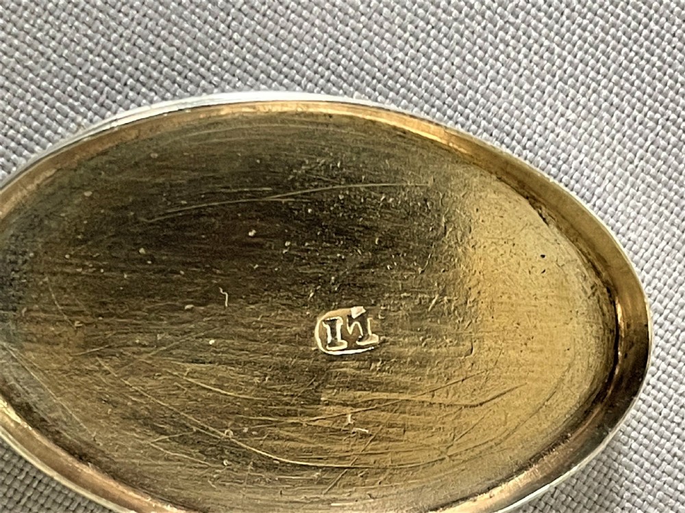 An oval 18th Century silver patch box View V