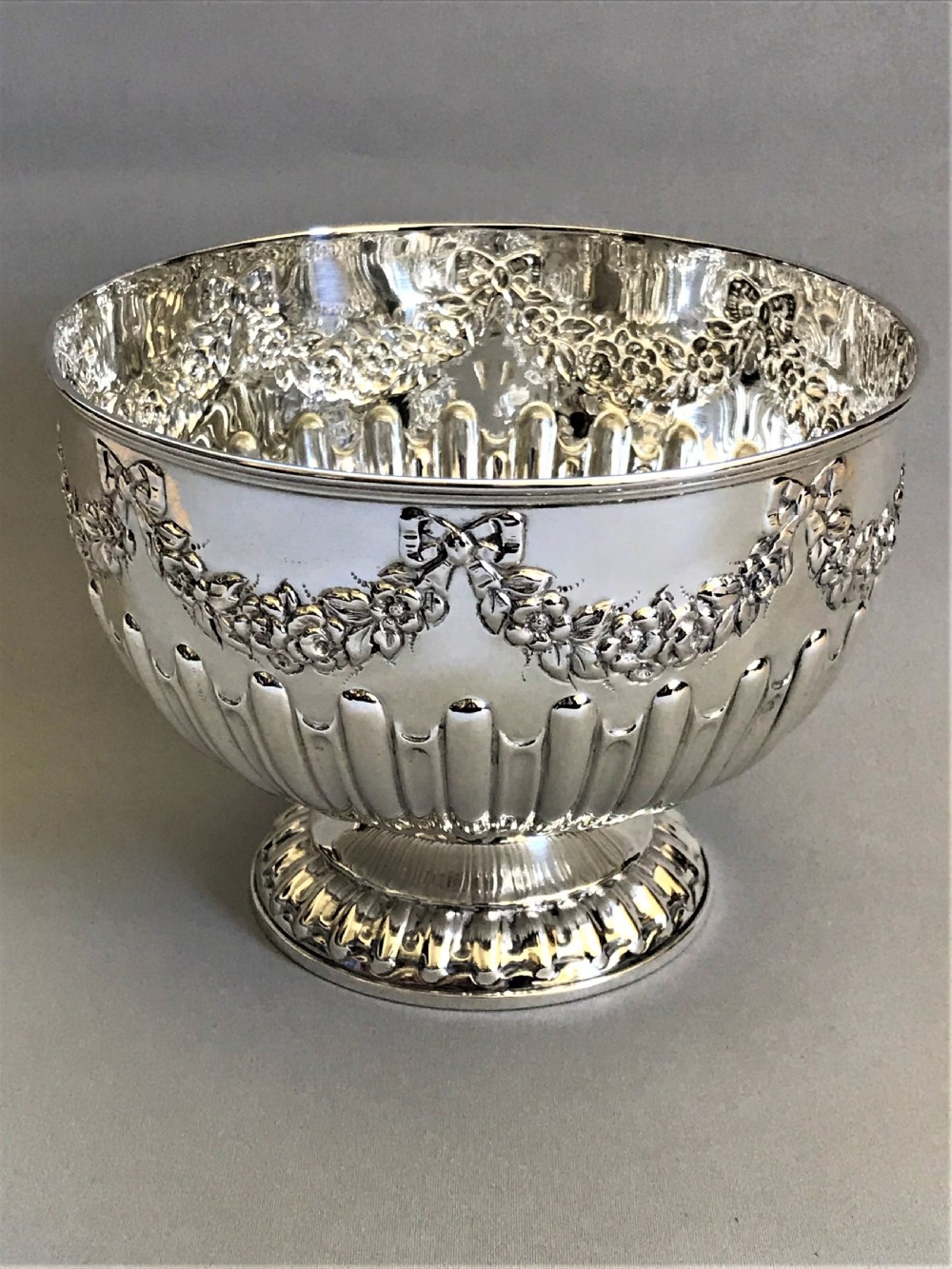 A gorgeous Edwardian silver rose bowl