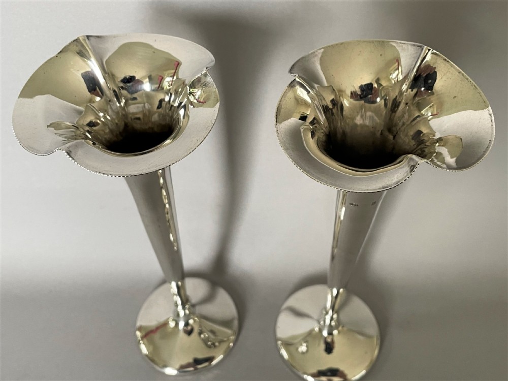 A lovely pair of Edwardian silver stem vases View IV