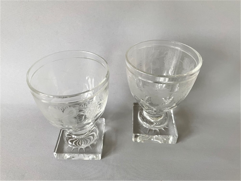 A gorgeous pair of etched Victorian rummers View II