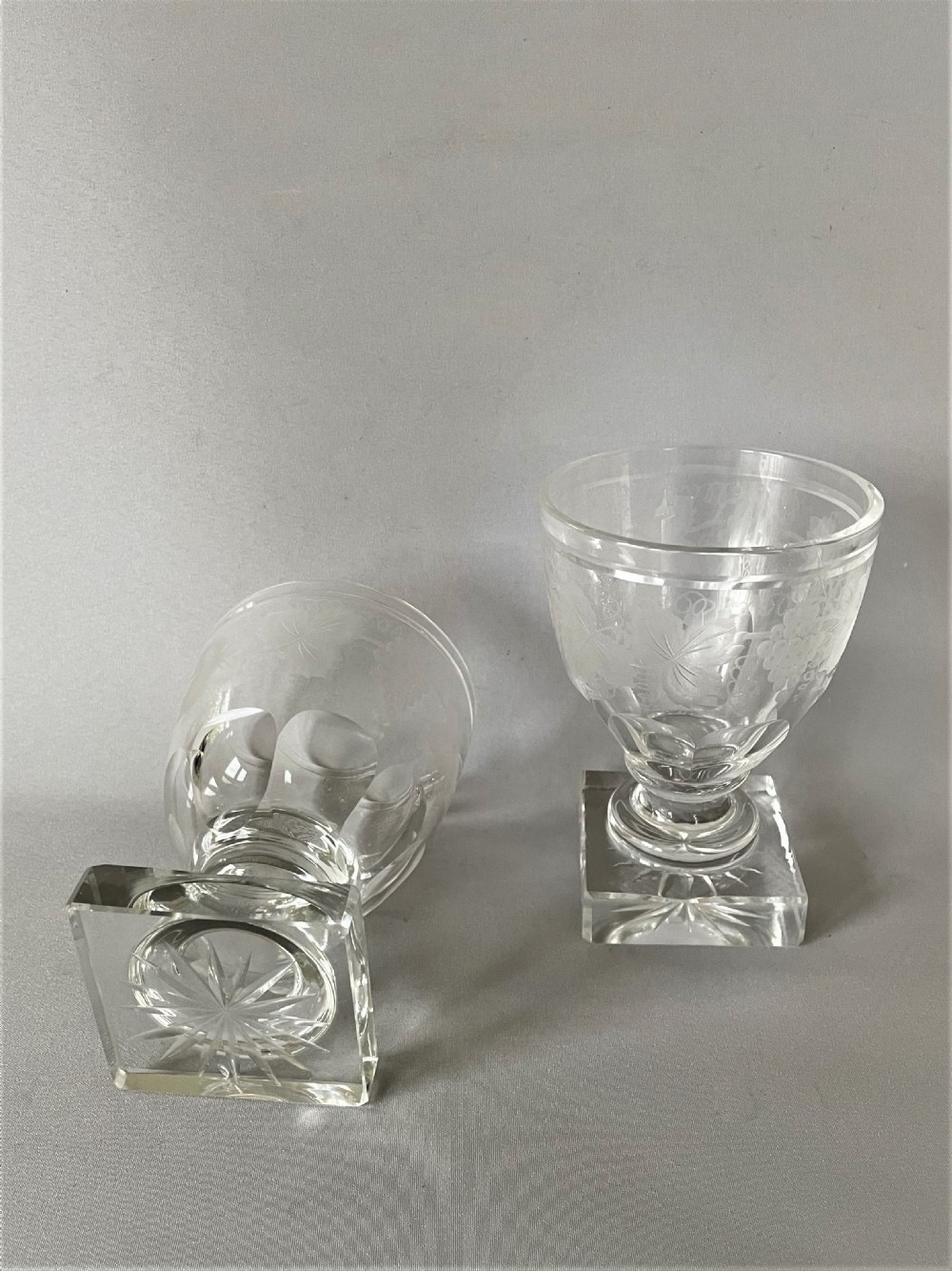 A gorgeous pair of etched Victorian rummers View III