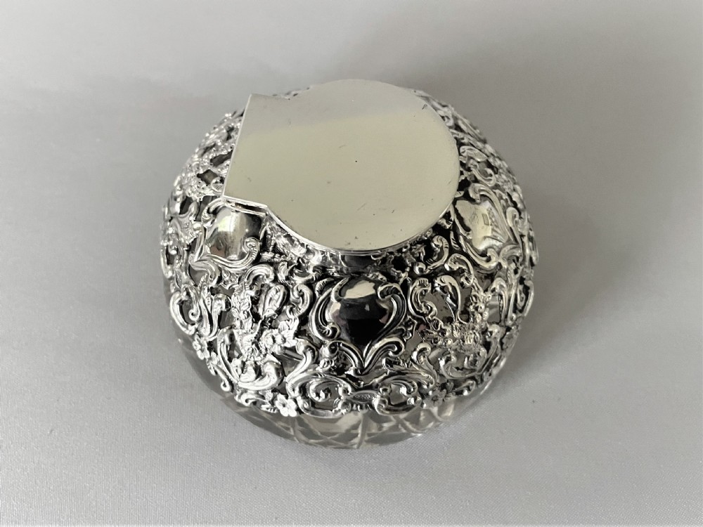 A gorgeous Edwardian silver overlay inkwell View IV
