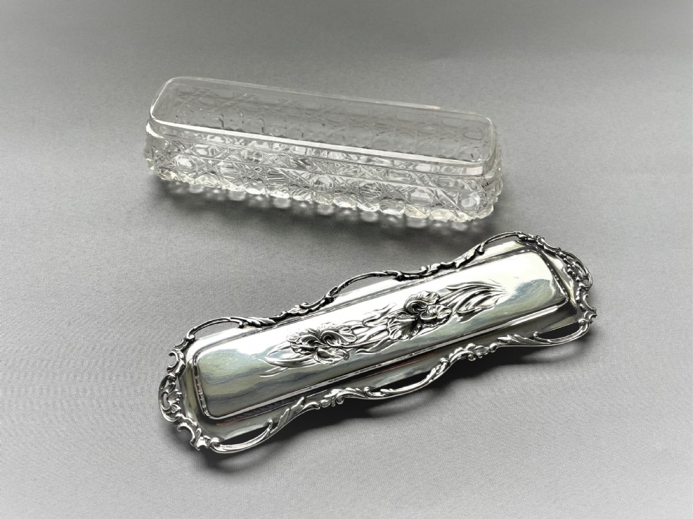 A Fabulous Iris Embossed Silver Topped Trinket Box View III