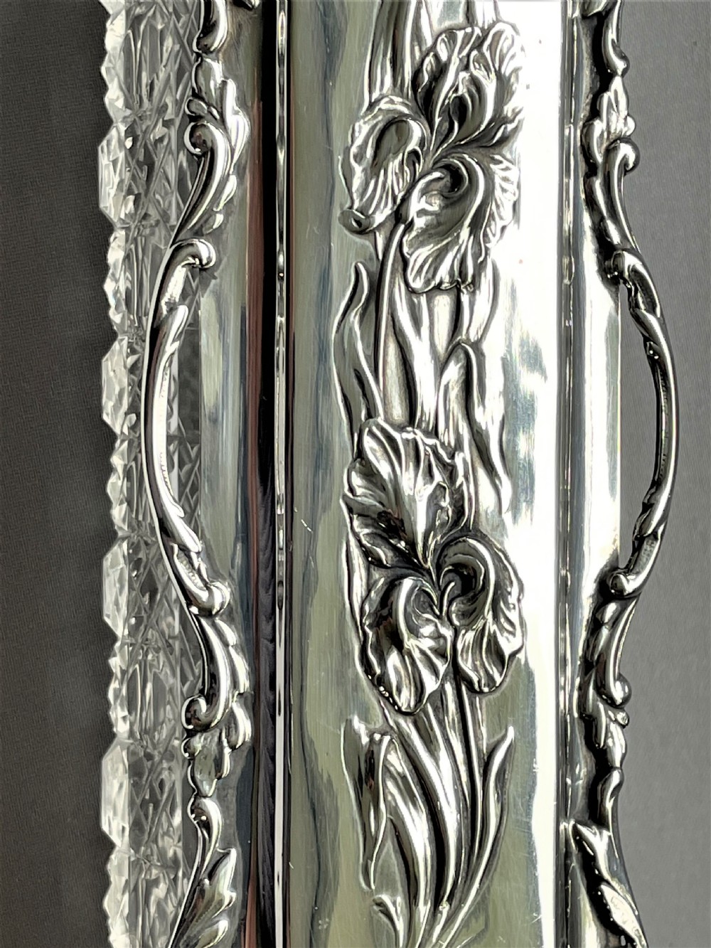 A Fabulous Iris Embossed Silver Topped Trinket Box View V