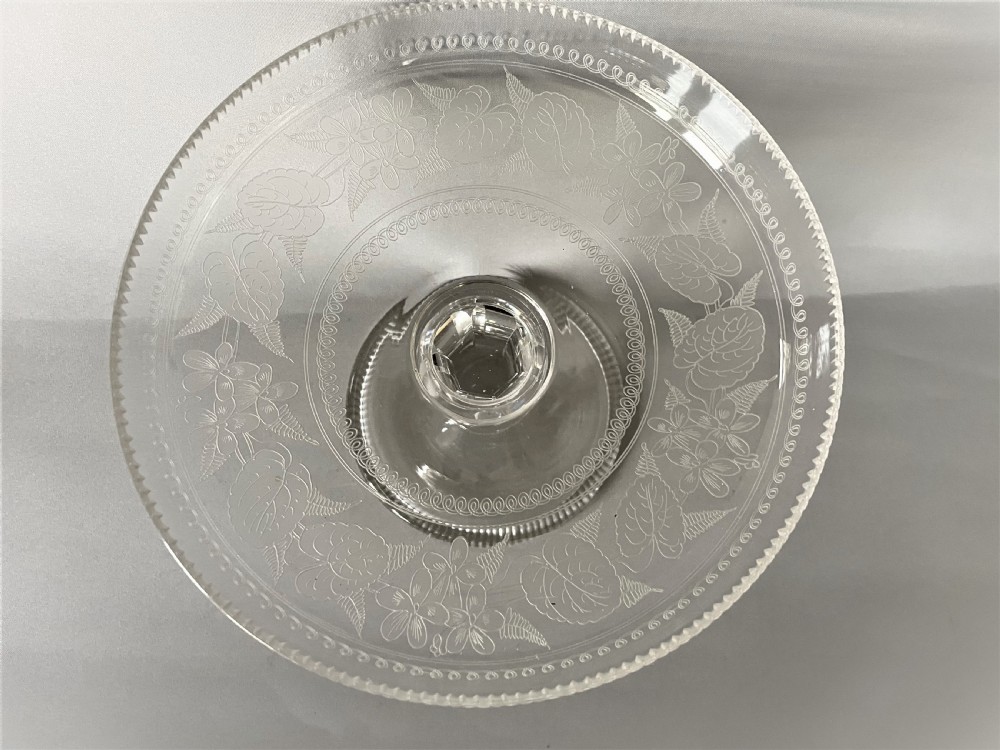 A gorgeous Victorian flower etched tazza View III