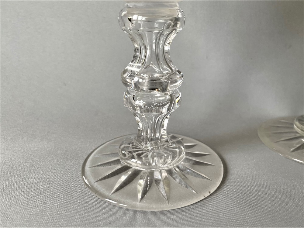 A Handsome Pair Of Victorian Frosted & Cut Wine Goblets View III