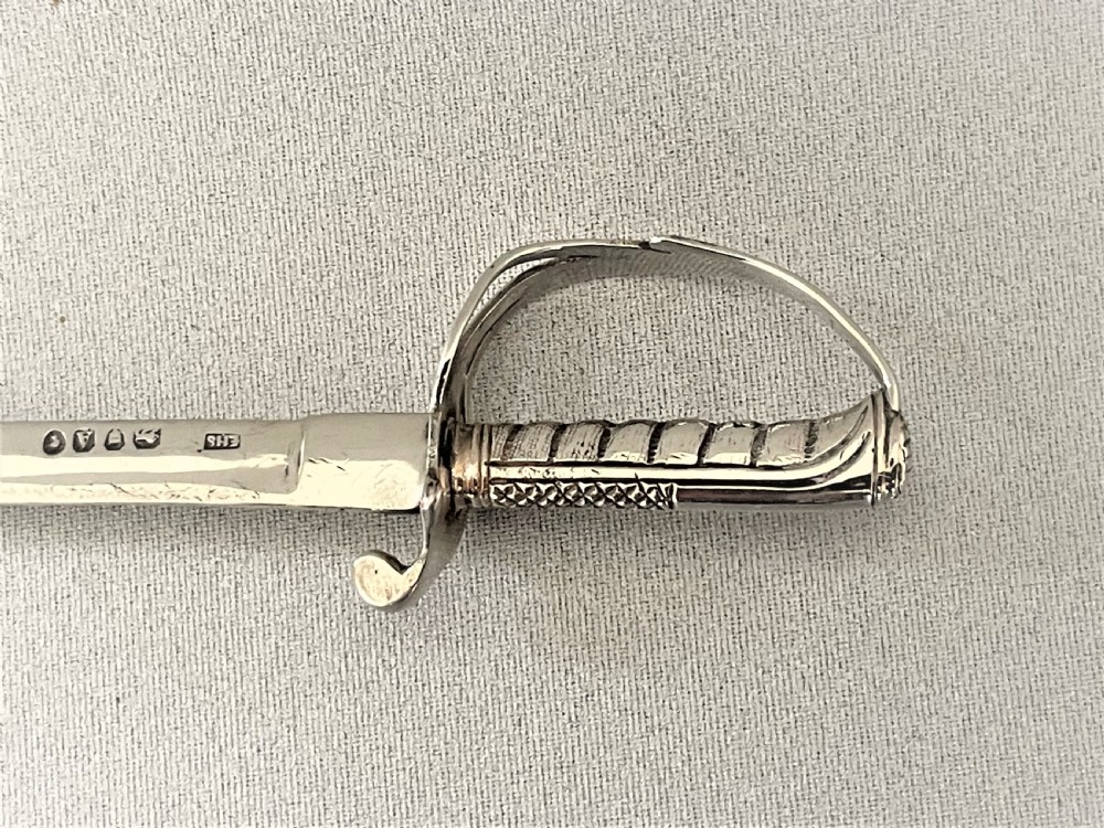 A superb Victorian silver miniature sword letter opener View II