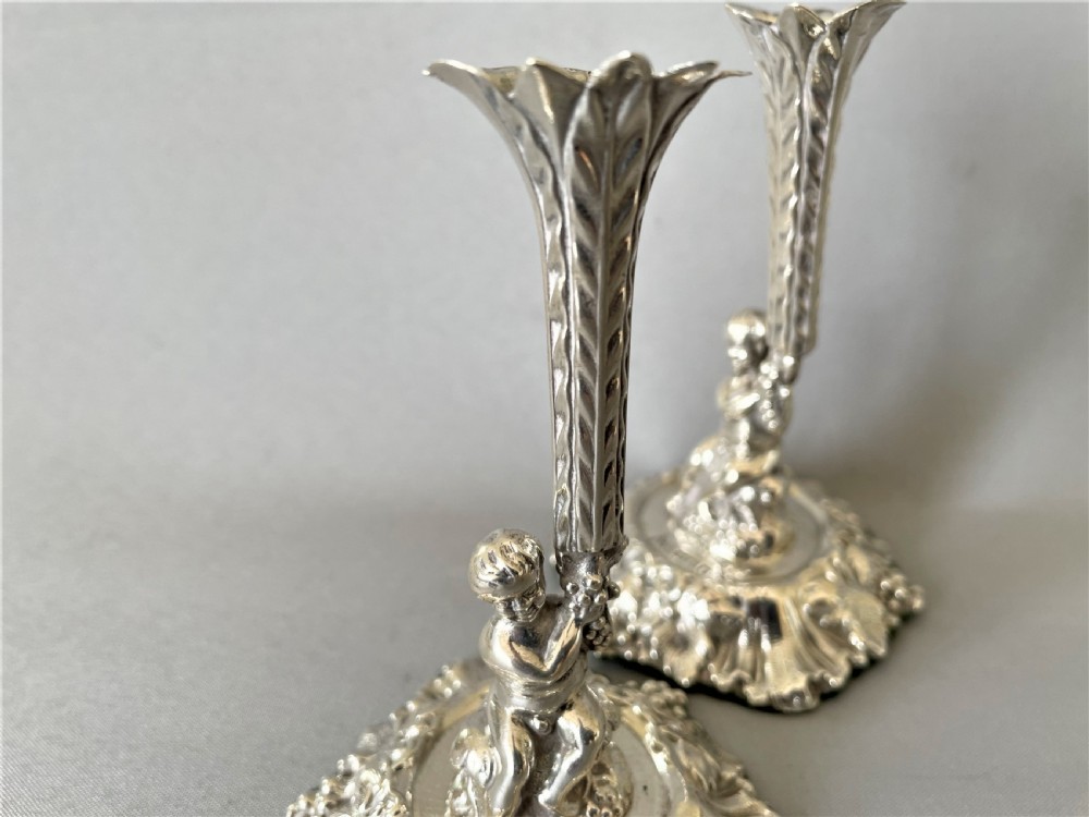 A Stunning Pair Of Victorian Silver Posy Vases View IV