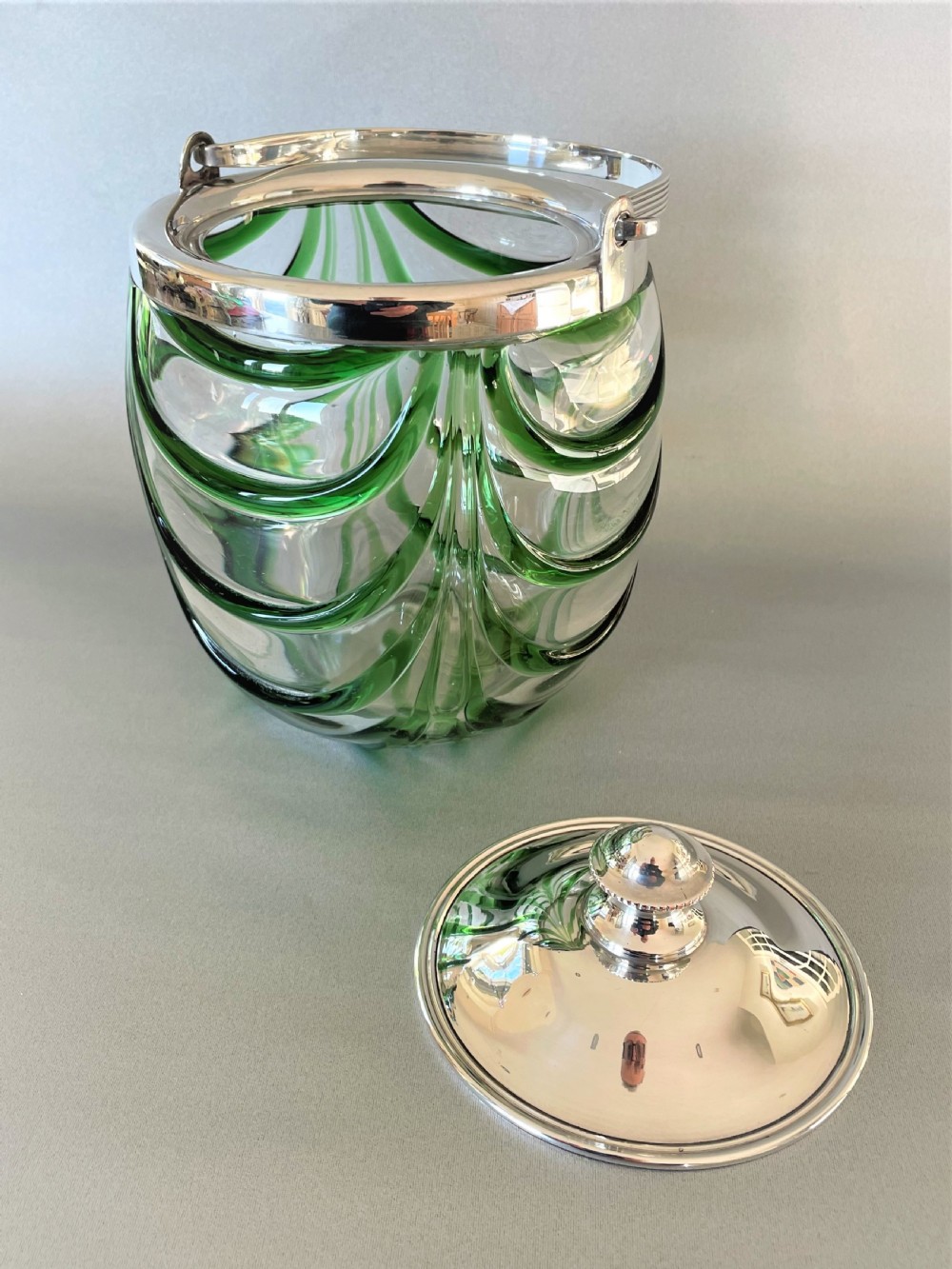 A superb Art Nouveau silver plated biscuit barrel View IV