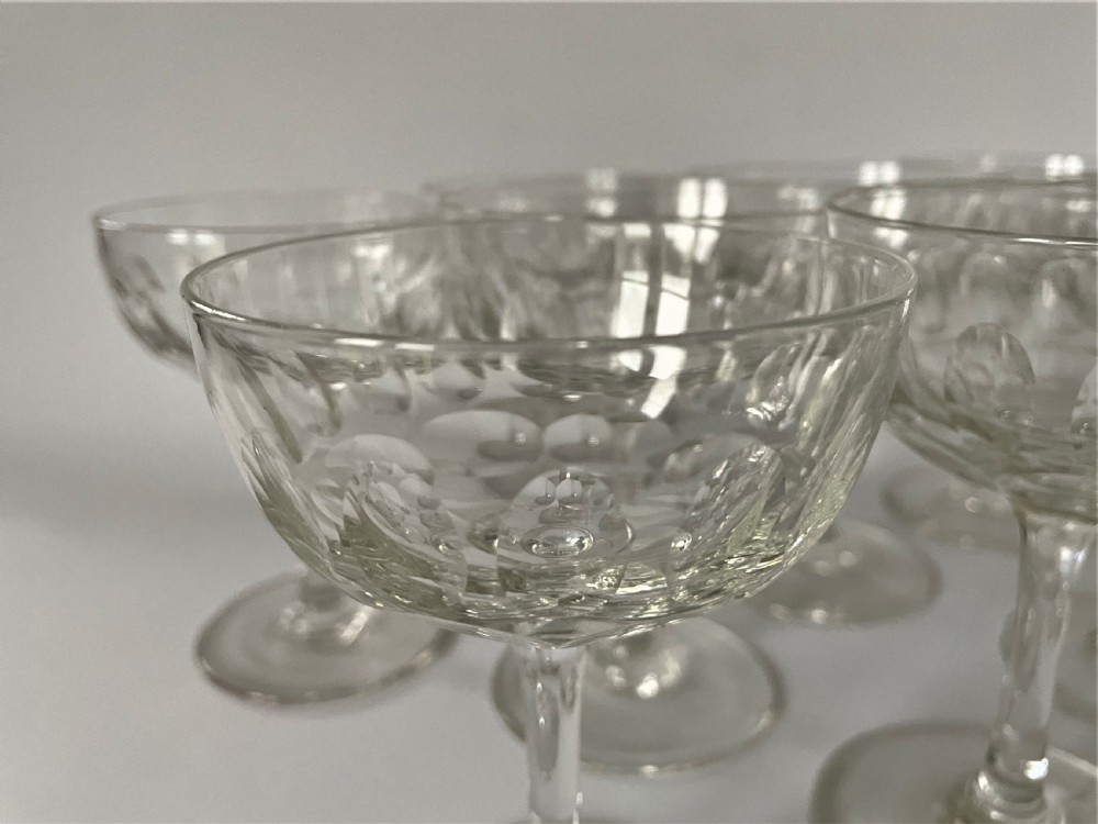 A rare set of 10 Victorian cut glass champagne coupes View IV