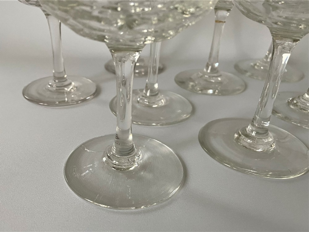 A rare set of 10 Victorian cut glass champagne coupes View V