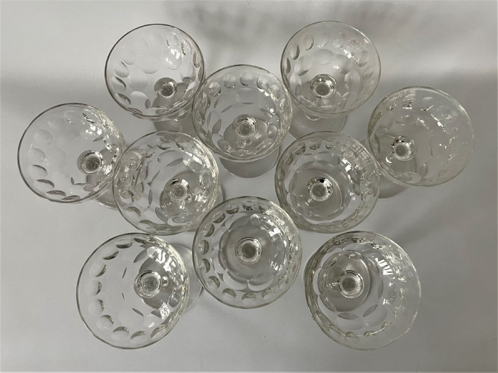 A rare set of 10 Victorian cut glass champagne coupes View VI