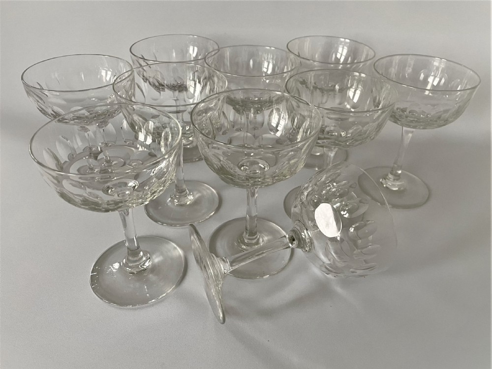 A rare set of 10 Victorian cut glass champagne coupes View VII