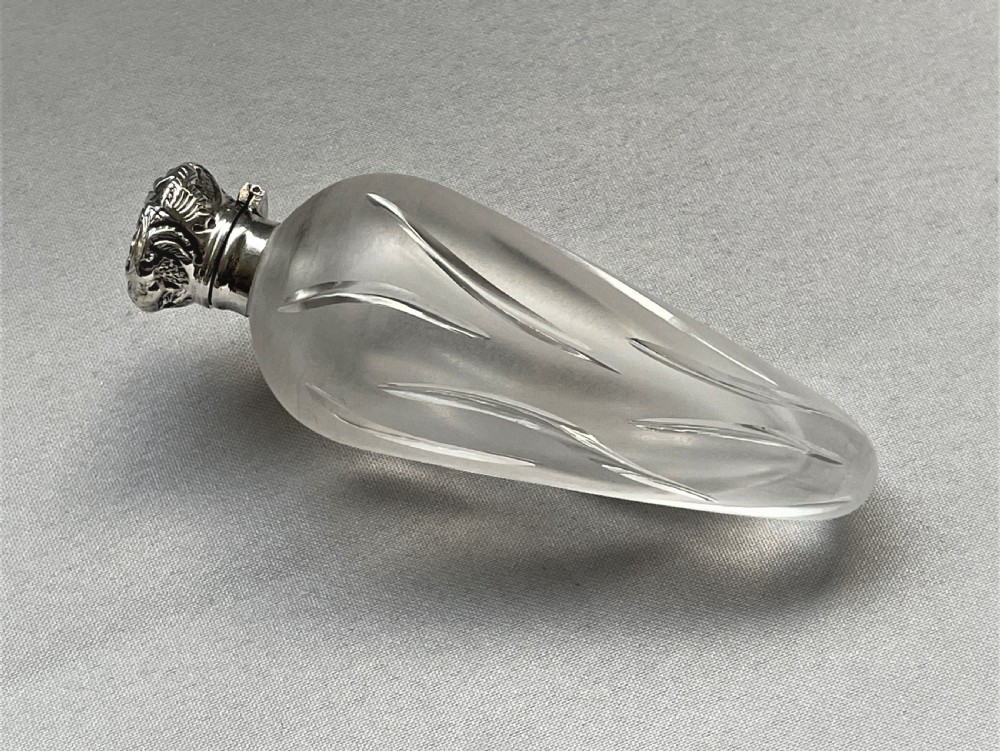 A Gorgeous Victorian Silver Mounted 'icicle' Scent Bottle