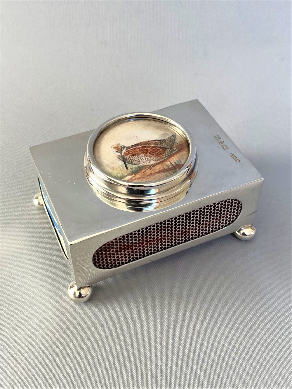 A rare Chester silver 'Snipe' match box holder