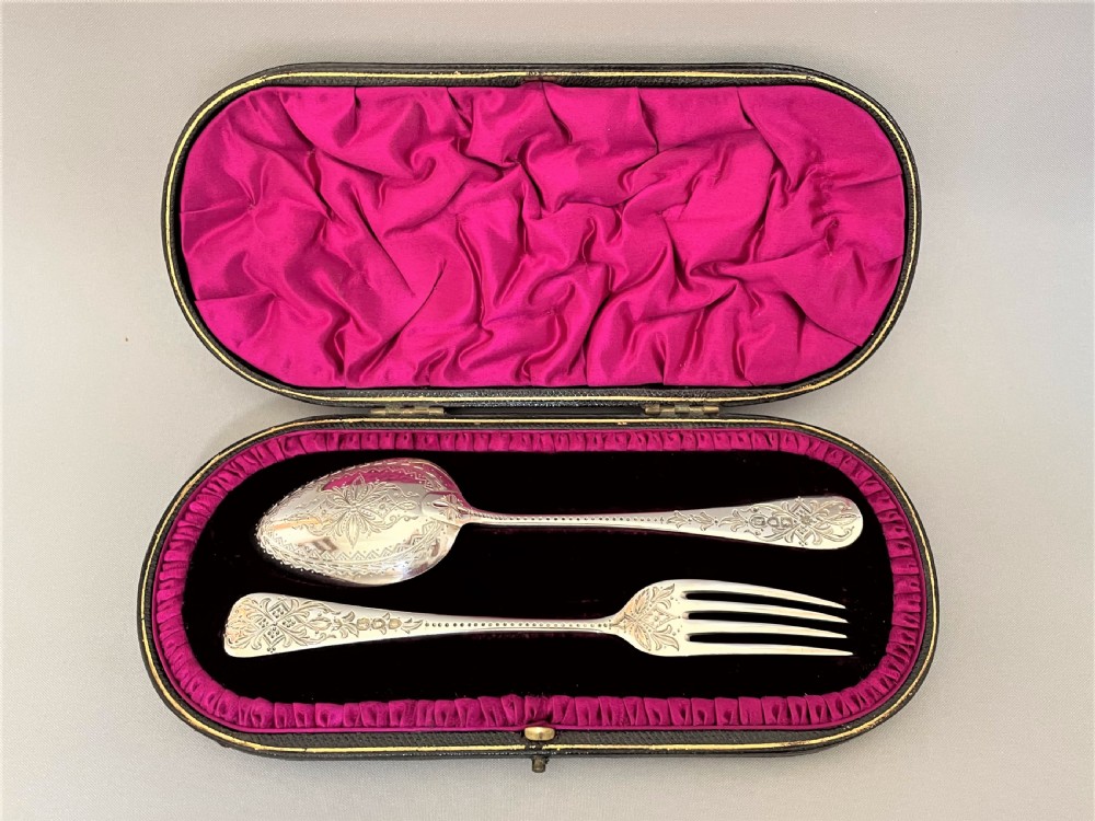 A fine boxed Victorian silver Christening set