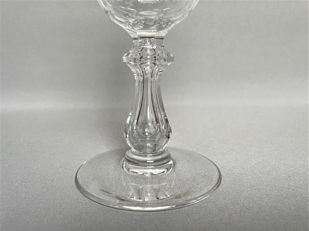 A delightful Edwardian etched & cut wine goblet View III