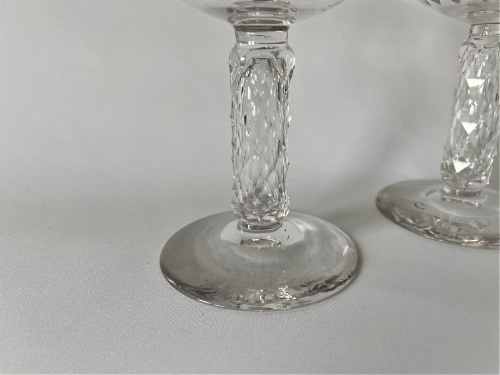 A gorgeous pair of Victorian 'bark stem' cut glass champagne coupes View IV