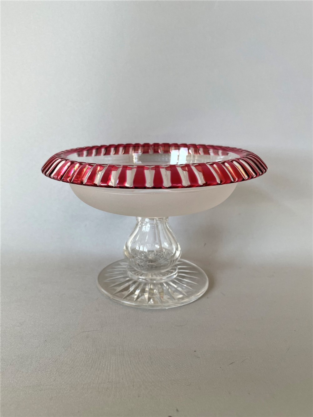 A Victorian cranberry edged cut glass comport View II