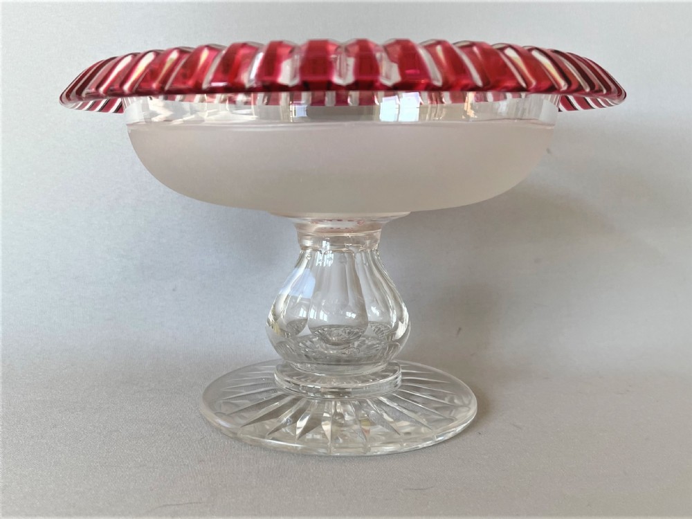A Victorian cranberry edged cut glass comport View III