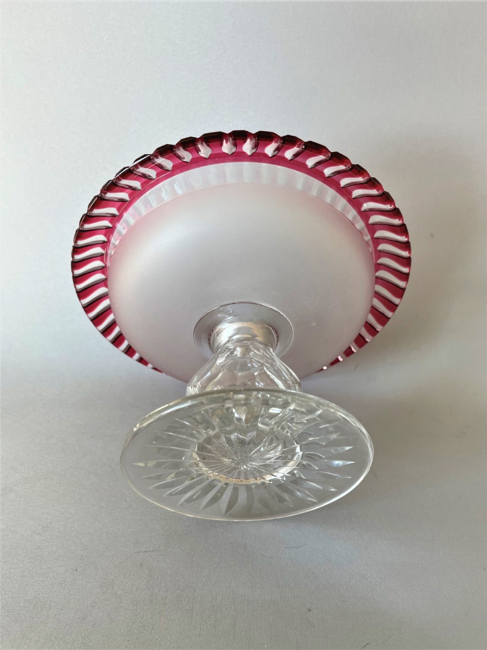 A Victorian cranberry edged cut glass comport View V
