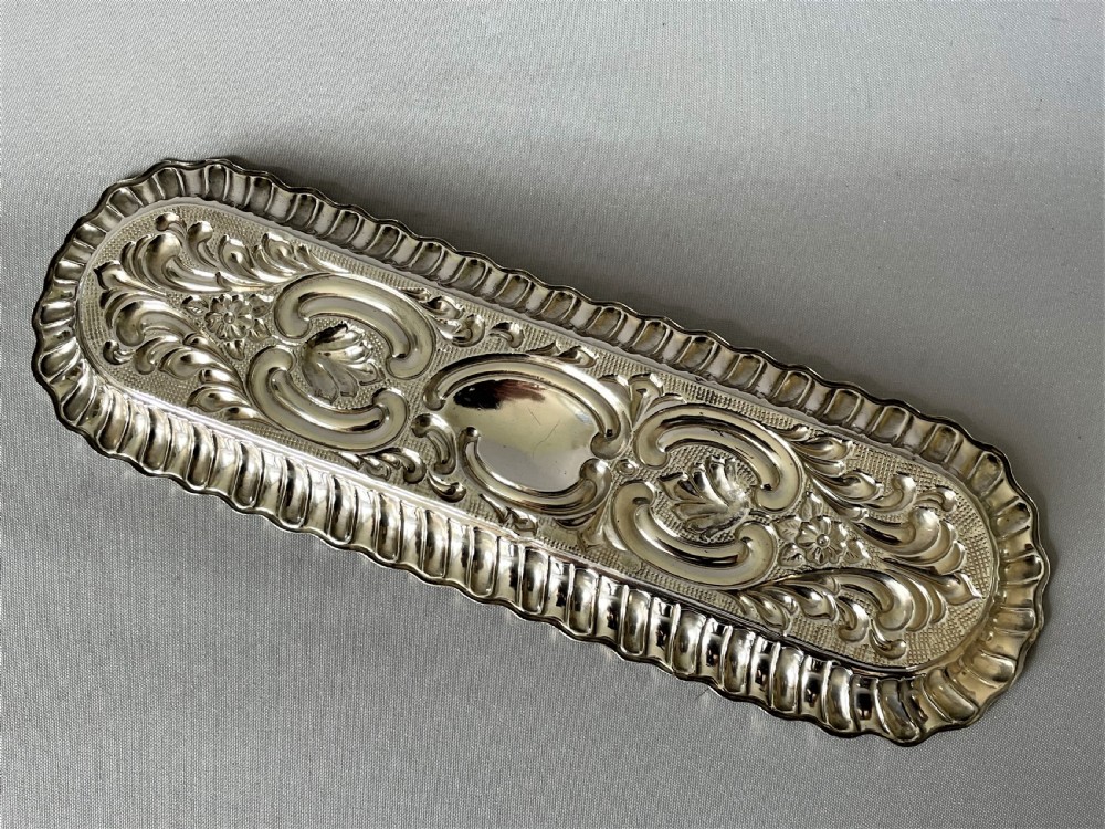 A lovely Edwardian silver pen tray View V