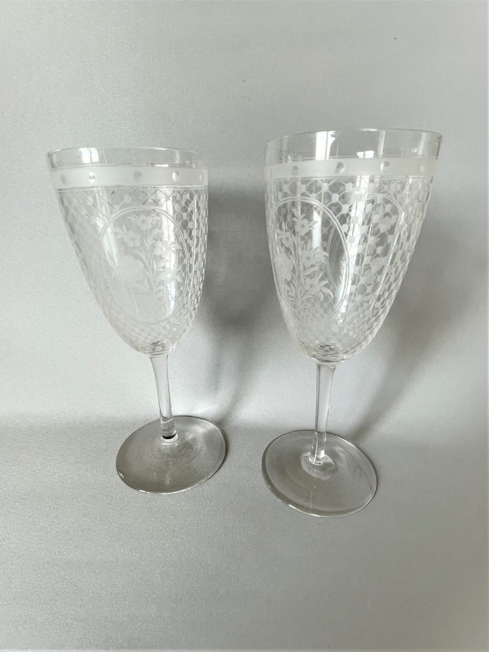 A Superb Pair Of Etched Victorian Goblets