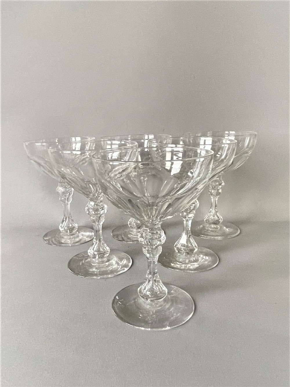 A gorgeous set of 6 Victorian cut glass champagne coupes