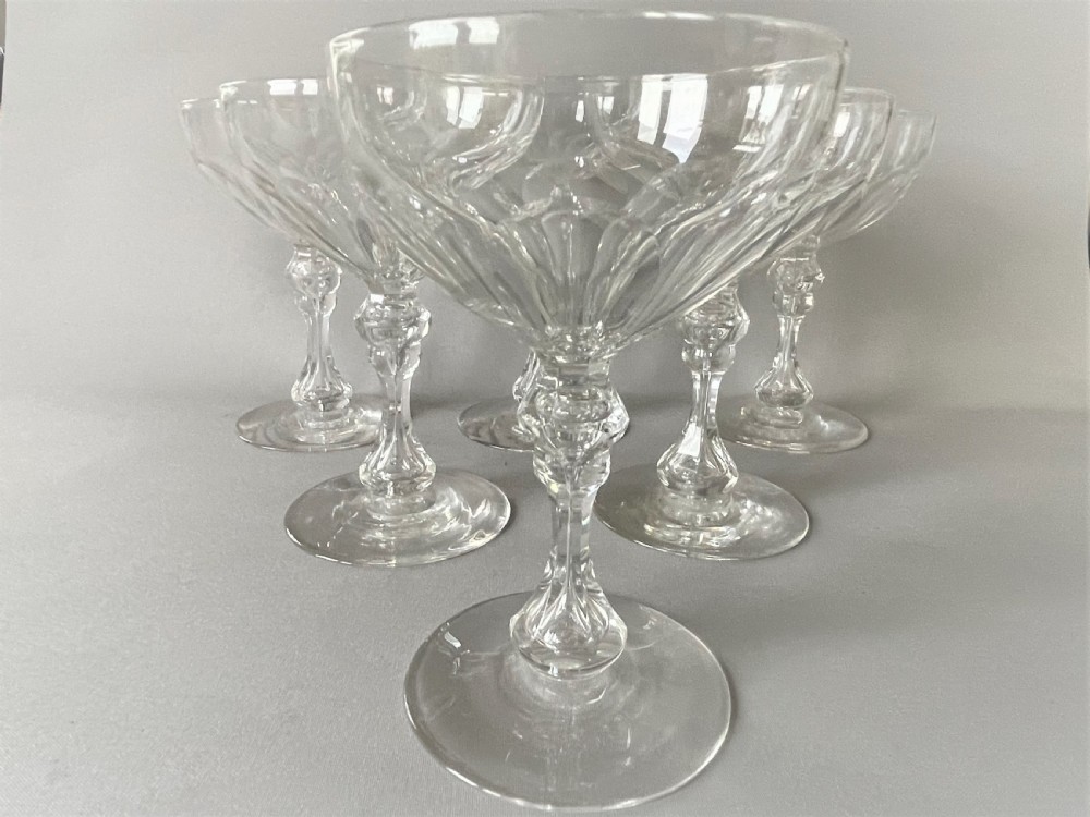 A gorgeous set of 6 Victorian cut glass champagne coupes View IV