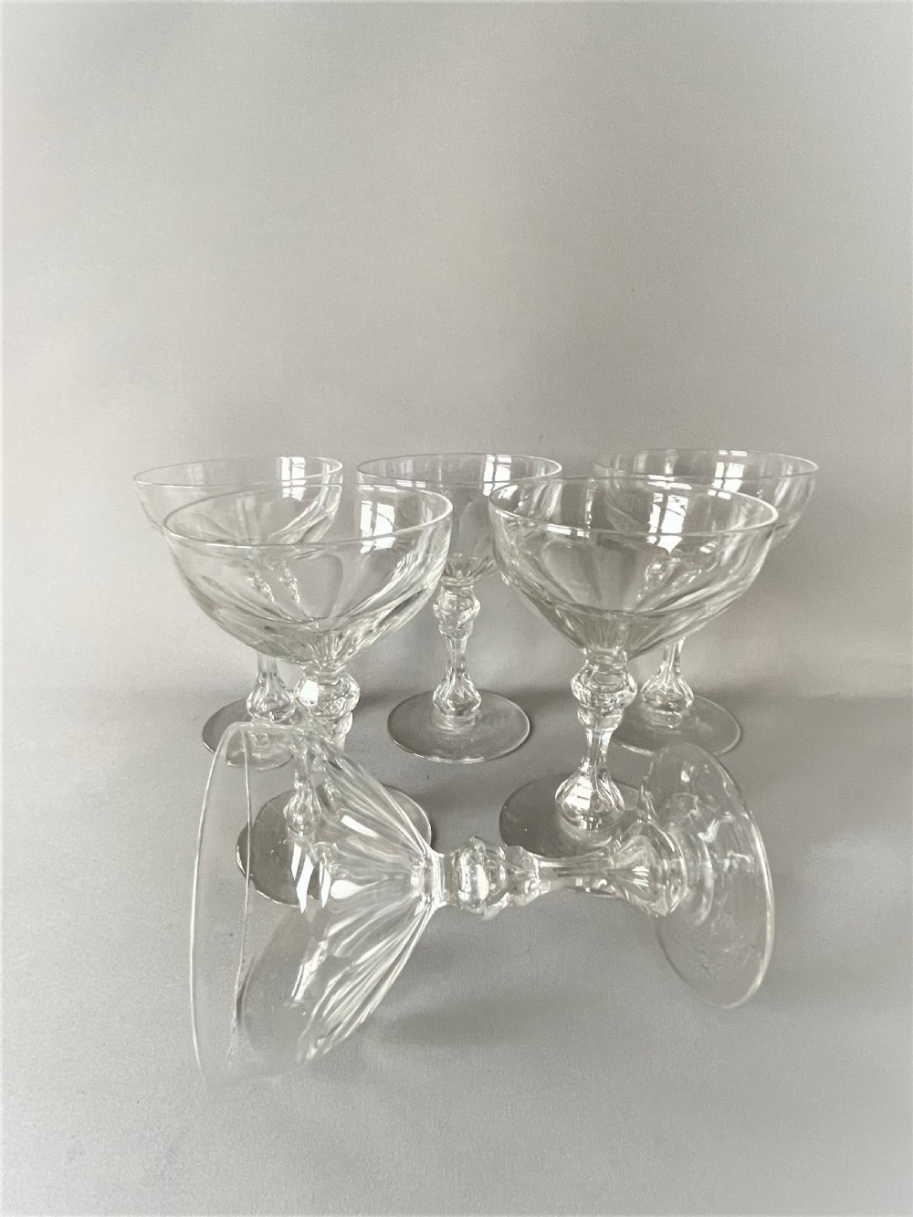A gorgeous set of 6 Victorian cut glass champagne coupes View VI