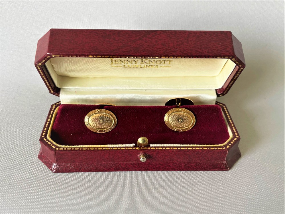 A Boxed Pair Of Art Deco 10 Carat Rose Gold Cuff Links