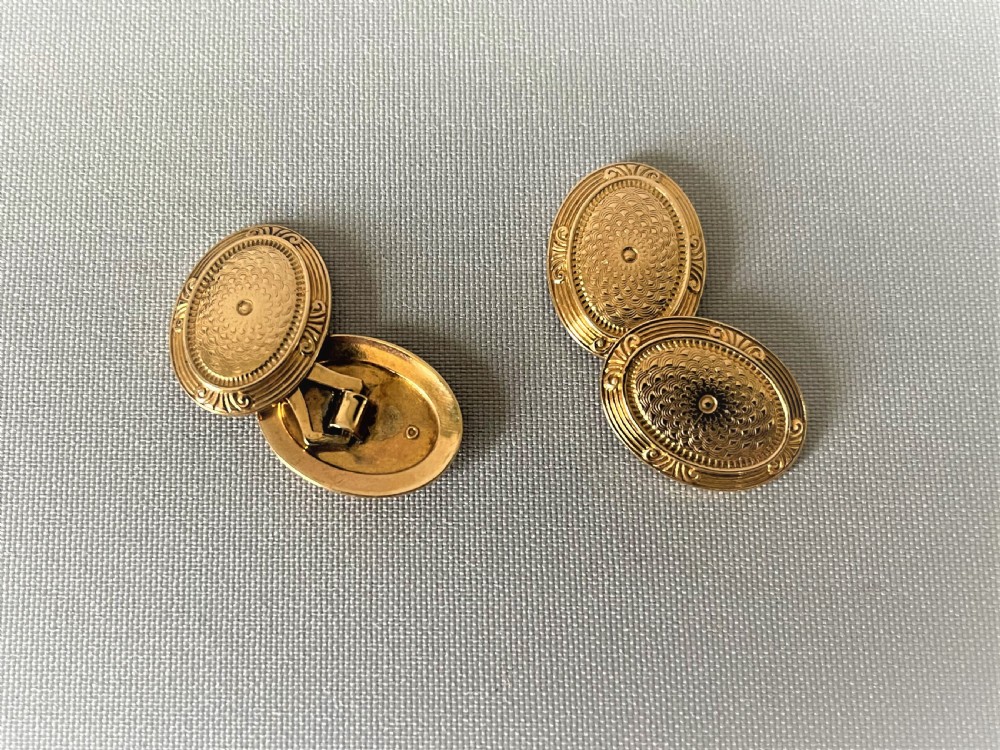 A Boxed Pair Of Art Deco 10 Carat Rose Gold Cuff Links View II