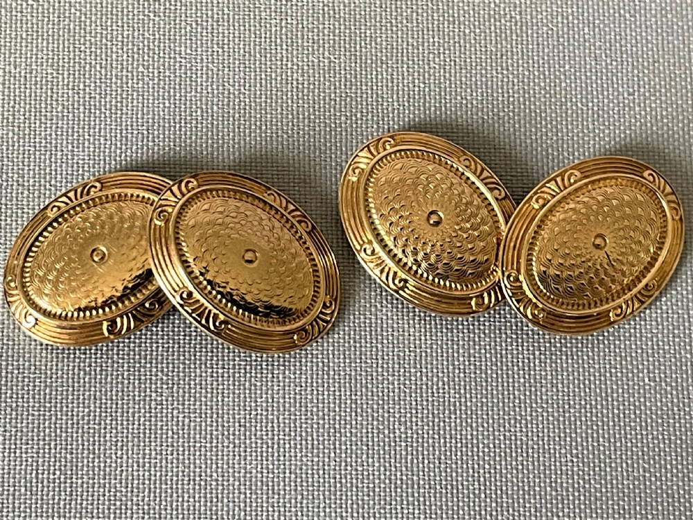 A Boxed Pair Of Art Deco 10 Carat Rose Gold Cuff Links View IV