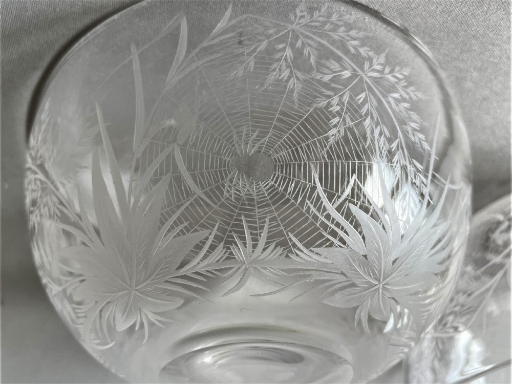 A lovely pair of naturalistic Victorian etched finger bowls View IV