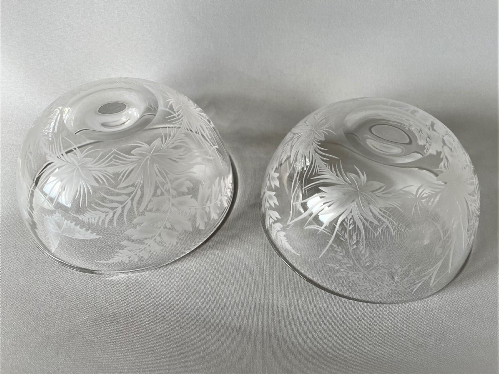 A lovely pair of naturalistic Victorian etched finger bowls View V