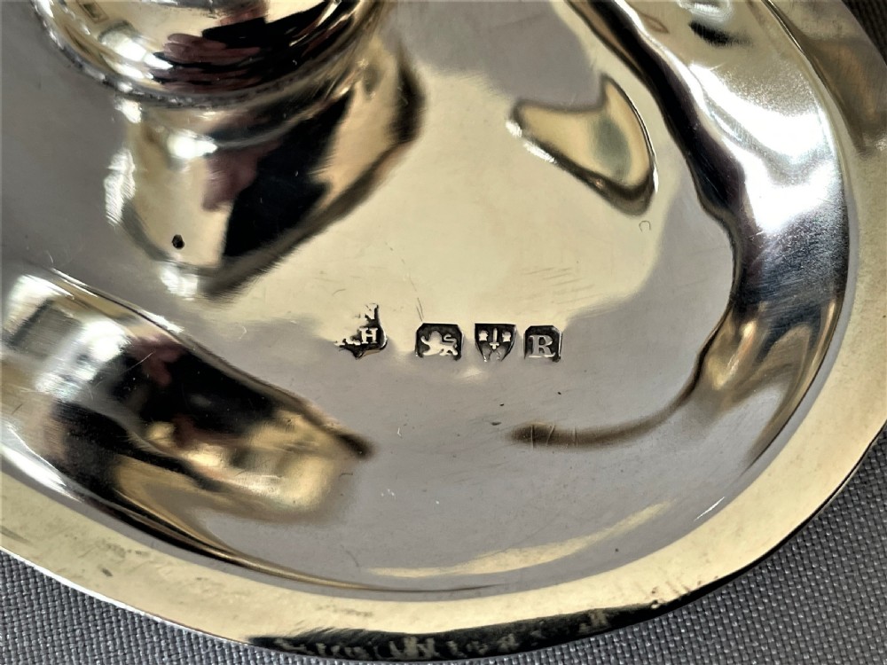 A lovely Chester silver heart shaped chamber stick View IV