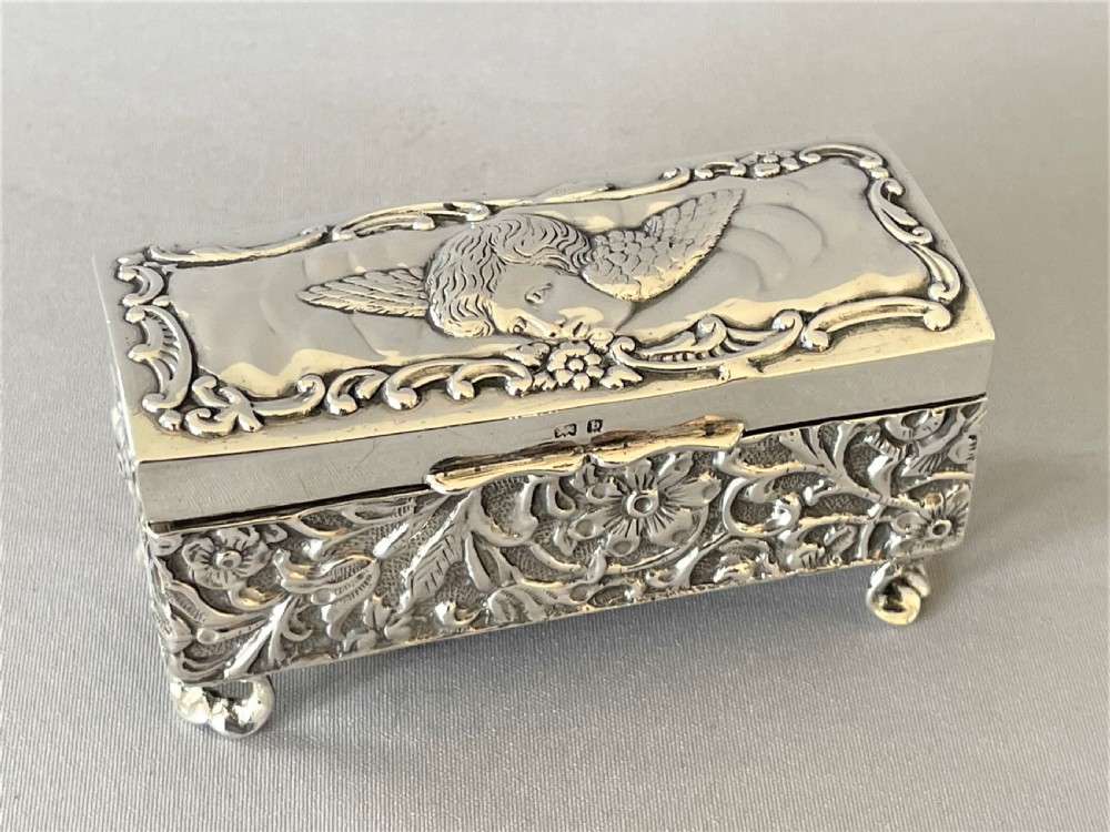 A fabulous Edwardian silver ring box
