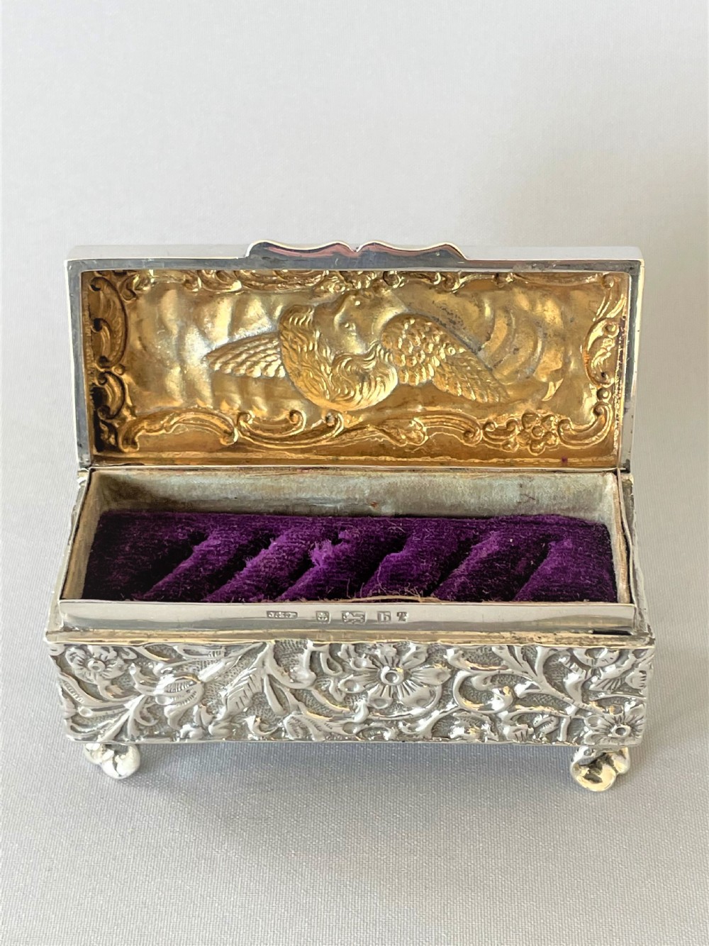 A fabulous Edwardian silver ring box View VI