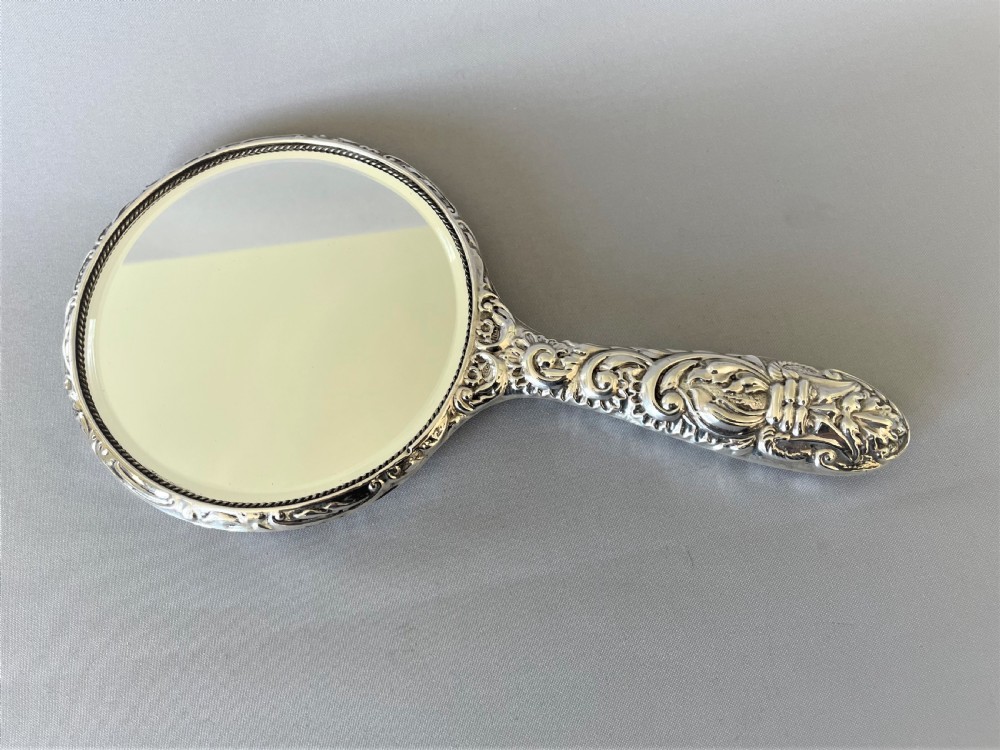 A gorgeous vintage silver hand mirror View IV